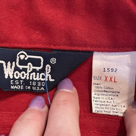 Woolrich Chamois Flannel Shirt VINTAGE 80s NWT NOS Red Men’s XXL USA Made Cotton - Picture 3 of 7